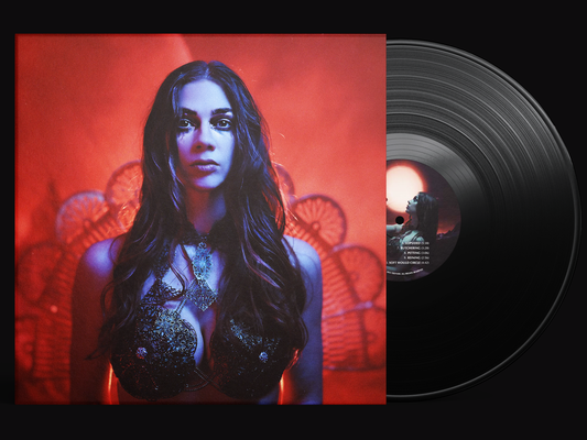 Djunah "Femina Furens" 12" vinyl LP on black, front cover, pressed by Smashed Plastic in Chicago, Illinois