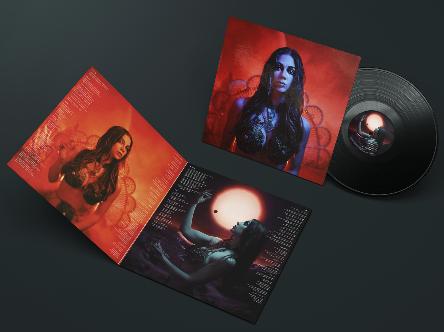 Djunah "Femina Furens" 12" vinyl LP on black, front and inside covers, pressed by Smashed Plastic in Chicago, Illinois