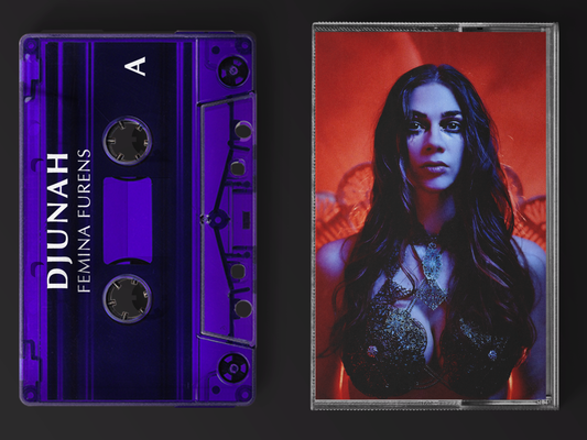 Djunah "Femina Furens" audio cassette on transparent purple, front, duped by National Audio Company