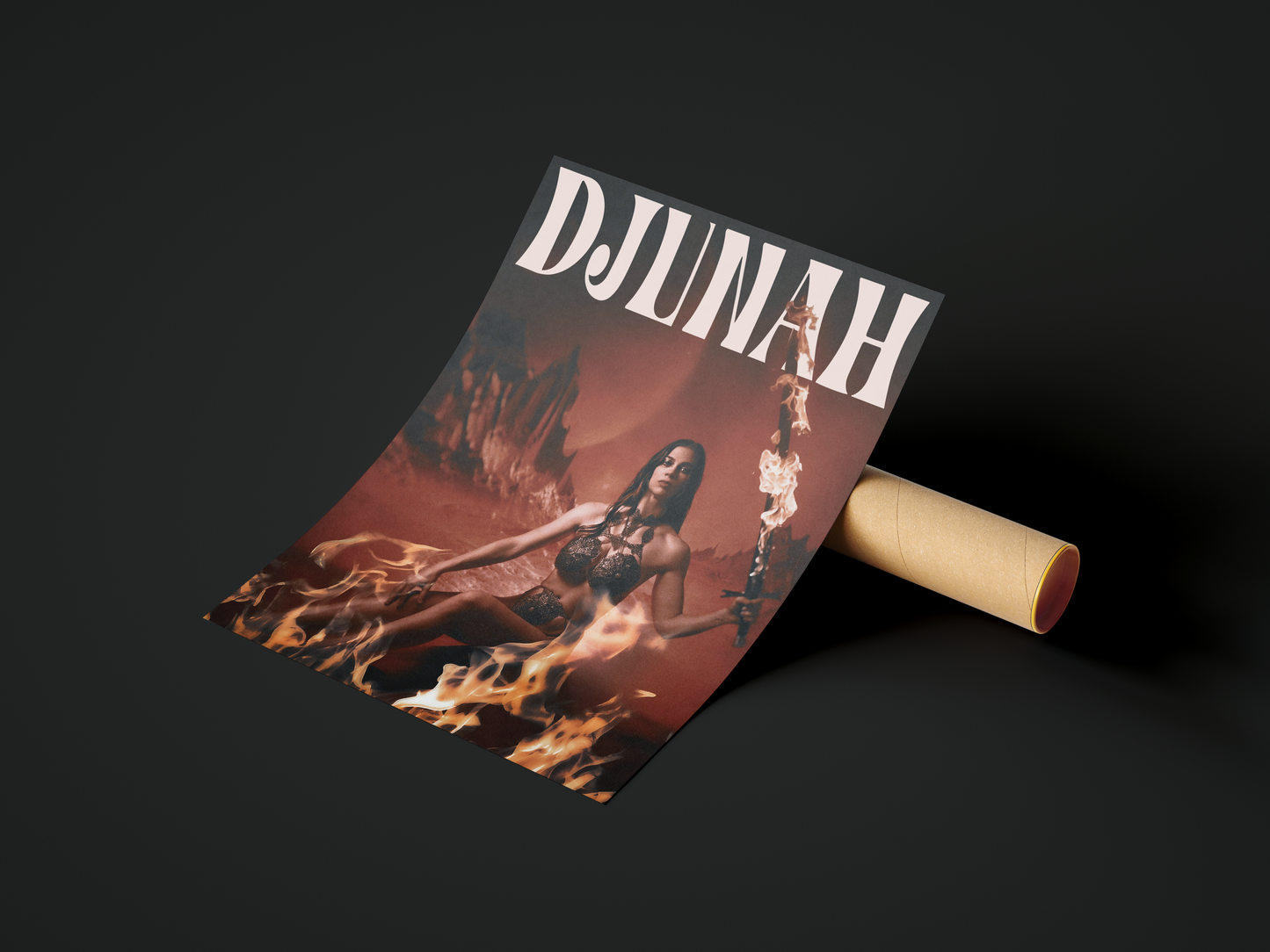 Djunah flaming sword 18x24 poster printed on dark gray Bella Canvas 100% cotton, photo by LightWitch / Courtney Brooke Hall