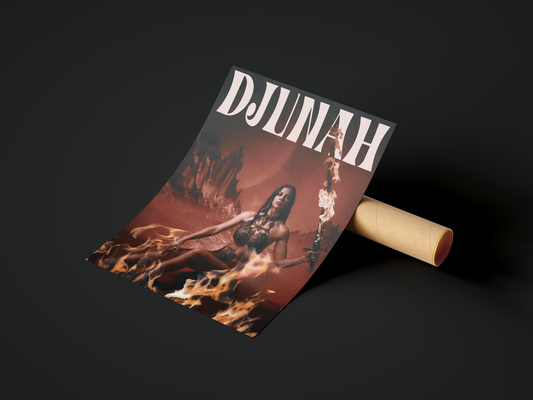 Djunah flaming sword 18x24 poster printed on dark gray Bella Canvas 100% cotton, photo by LightWitch / Courtney Brooke Hall